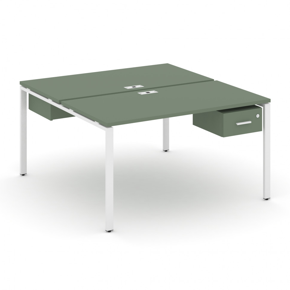 Concept Рабочая станция 2 сторонняя с подвесными тумбами на 2 места CN.DRS-111 W Кобо/Металл Белый 1