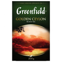 Чай GREENFIELD (Гринфилд) "Golden Ceylon", черный, листовой, 200 г, картонная коробка, 0791-10