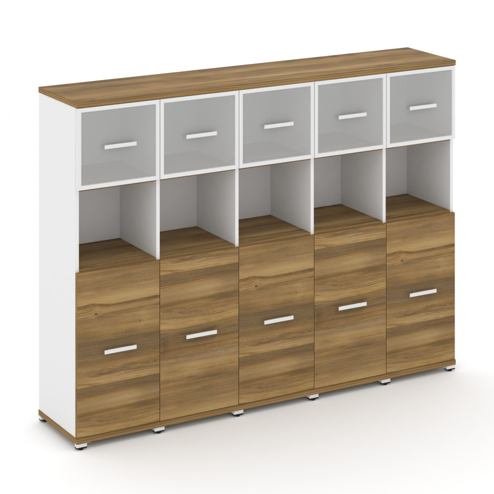 Concept Шкаф 5 узких секций, 4 ниши CN.STU-455 RMW W Сандал Янтарный/Белый Бриллиант/Металл Белый/Са