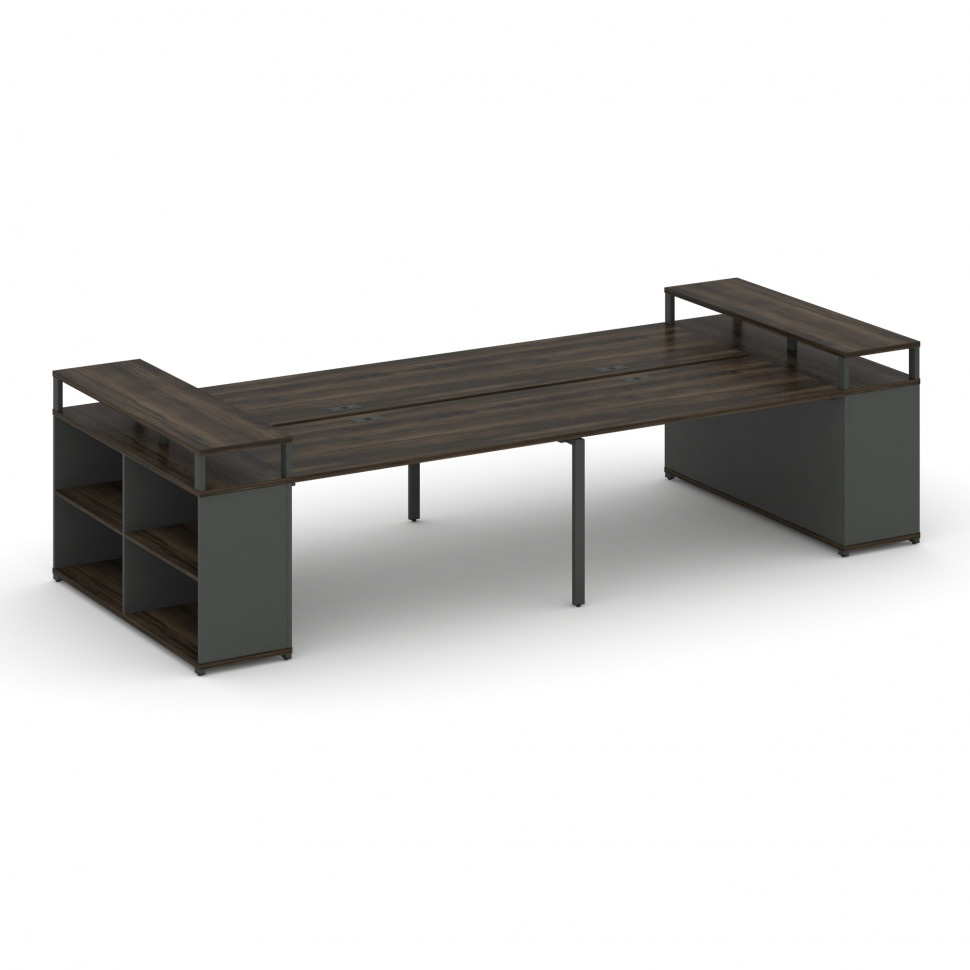 Concept Рабочая станция с опорными стеллажами с верх. горизонтами CN.DRS-252 Дуб Мали/Антрацит/Метал
