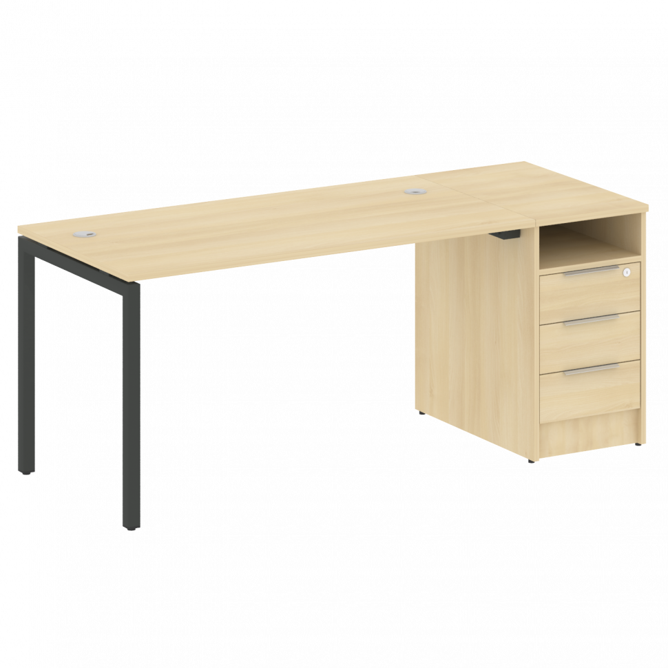 Metal System Quattro Рабочая станция с тумбой на П-образном м/к 40БП.РС-СТП-1.3 Акация Лорка/Металл