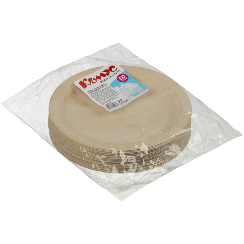 Тарелка одноразовая из бумаги цв. Крафт д 180 мм, 50шт/уп