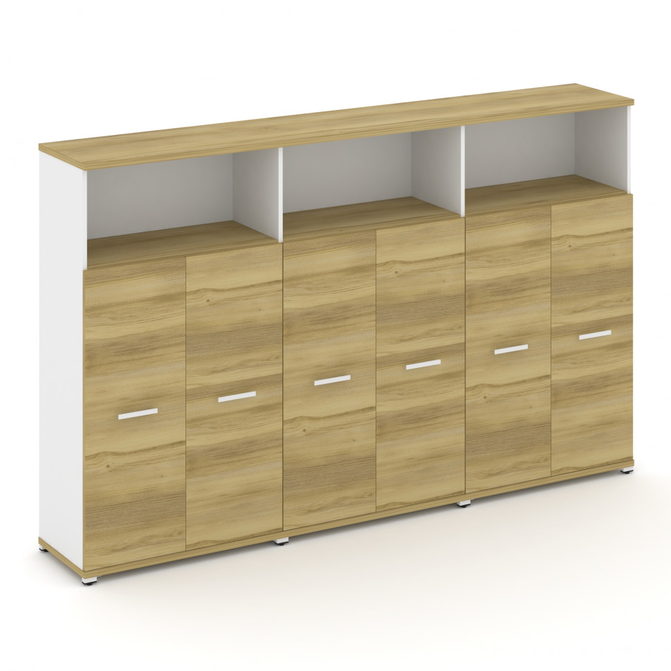 Concept Шкаф 3 широкие секции, 4 ниши CN.STS-433 W Дуб Винченцо/Белый Бриллиант/Металл Белый 2500*42