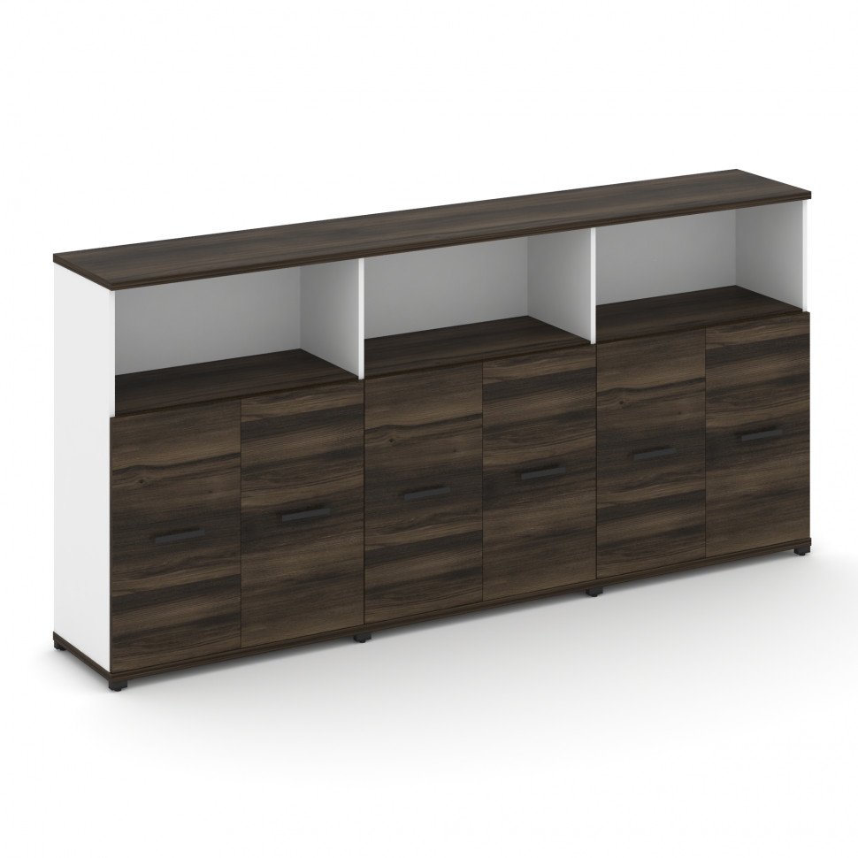 Concept Шкаф 3 широкие секции, 3 ниши CN.STS-333 B Дуб Мали/Белый Бриллиант/Металл Черный 2500*420*1