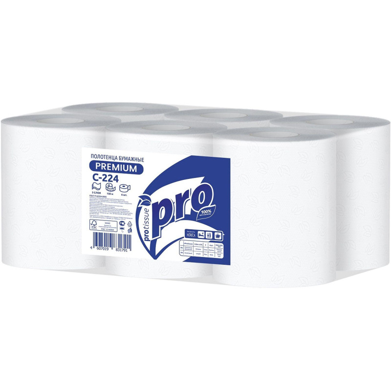 Полотенца бумажные д/дисп. Protissue   ЦВ 2сл.150м 6 рул С224