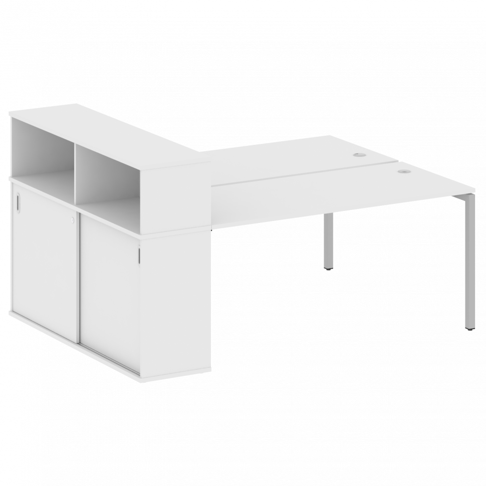Metal System Quattro Рабочая станция с шкафом-купе на П-образном м/к 40БП.РС-СШК-2.4 Т Белый/Металл Metal System Quattro Рабочая станция с шкафом-купе на П-образном м/к 40БП.РС-СШК-2.4 Т Белый/Металл