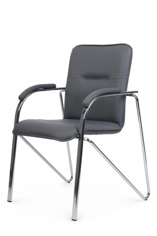 Стул самба с мягкими подлокотниками SMB-01H Хром гальв. Серый