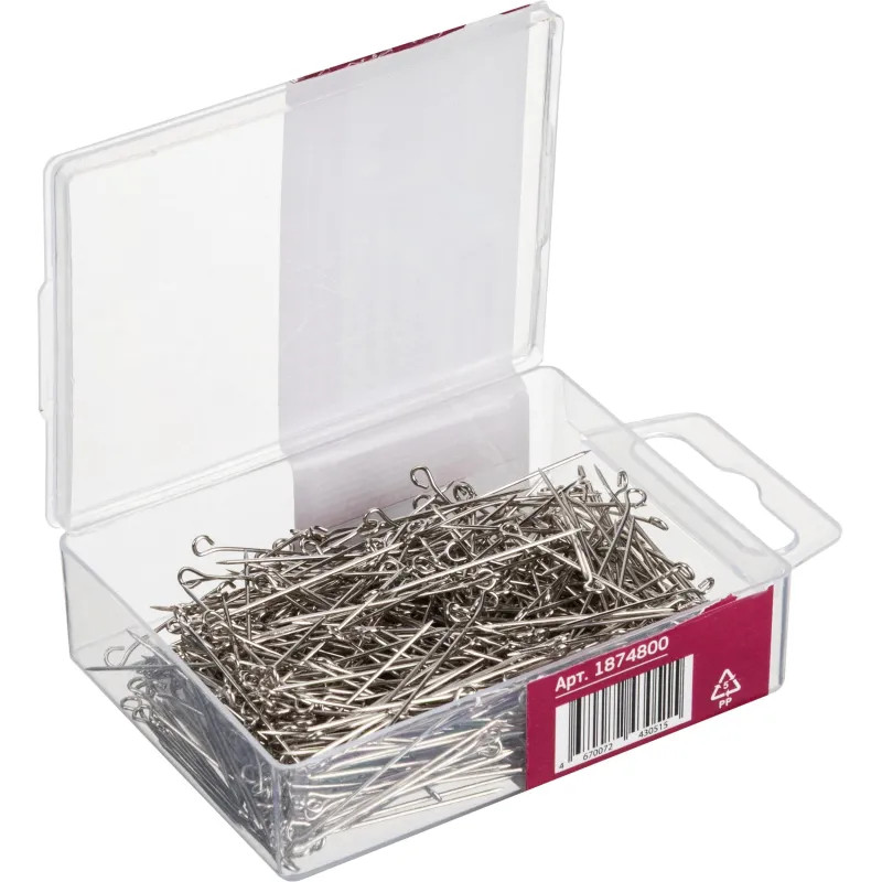 Булавки унив. с гол.петель. ник. Attache, 30 мм, 500 штук, в пласт кор