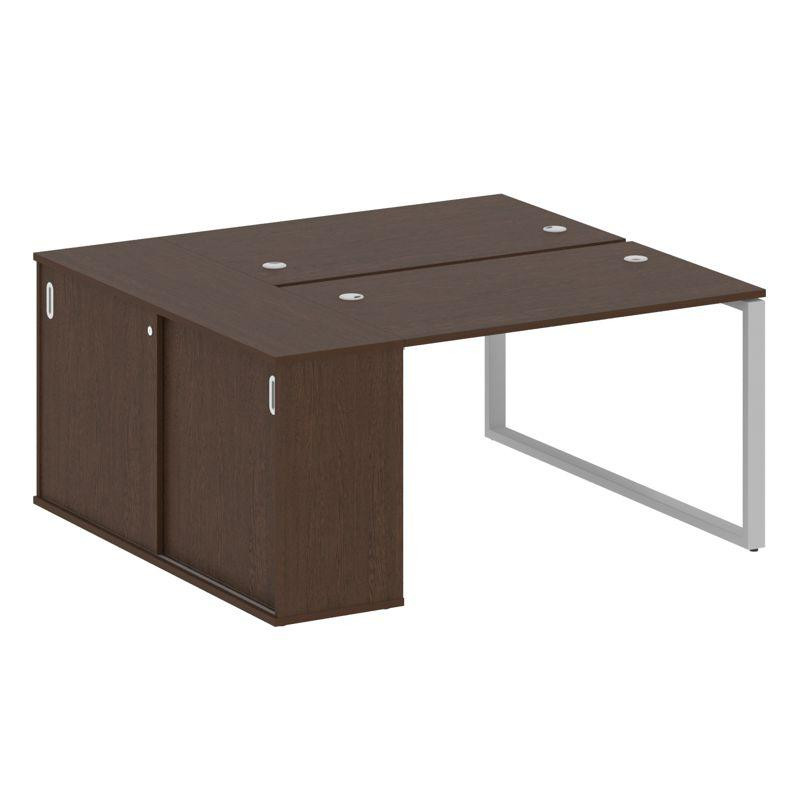 Metal System Рабочая станция с шкафом-купе на О-образном м/к БО.РС-СШК-1.2 Т Венге Цаво/Металл Серый