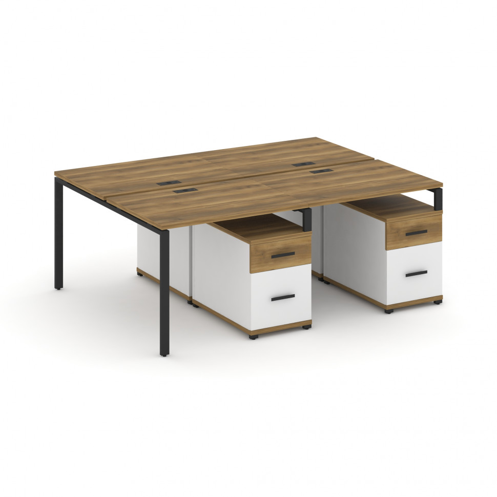 Concept Рабочая станция 4 места с 2 двухсторонними опорными тумбами CN.DRS-321 B Сандал Янтарный/Бел Concept Рабочая станция 4 места с 2 двухсторонними опорными тумбами CN.DRS-321 B Сандал Янтарный/Бел