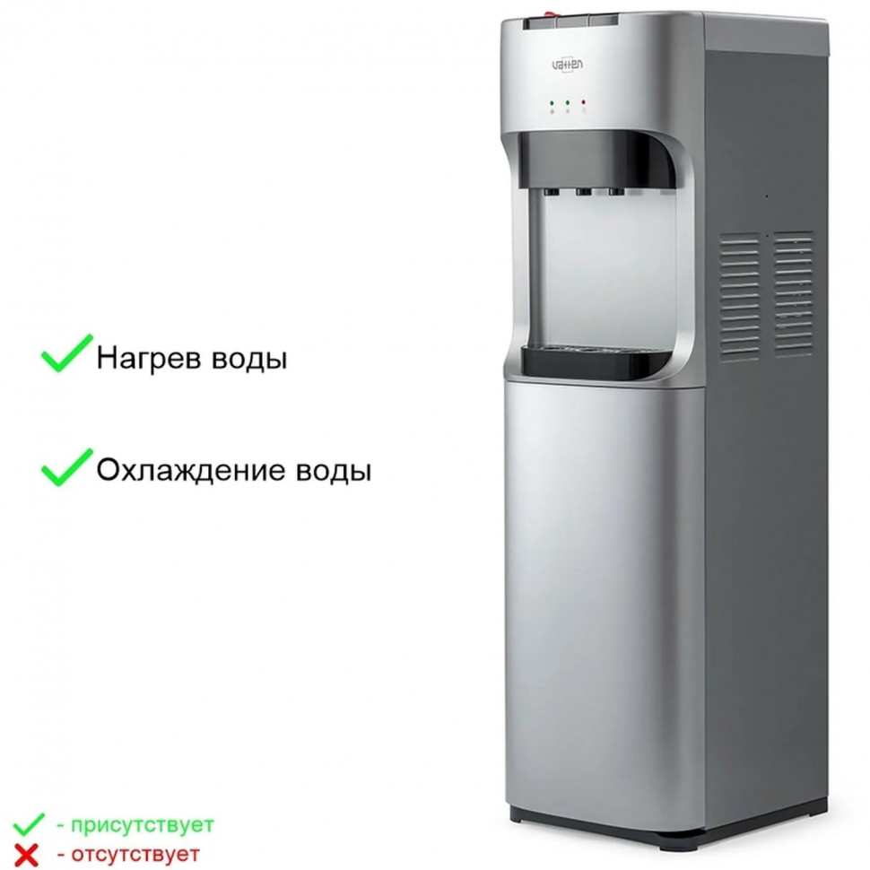 Кулер для воды VATTEN L45SE напольный, электронн, нижняя загрузка, серебро