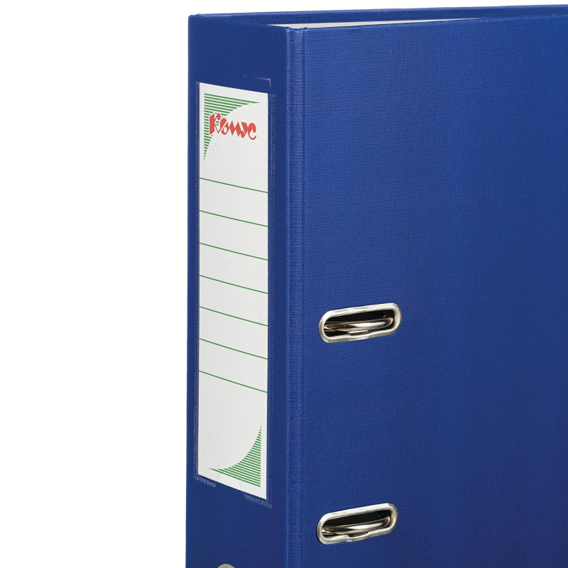 Папка-регистратор с арочн.мех.Комус Экономи 80мм,синяя,ПБП1,карм.кор,мет.уг