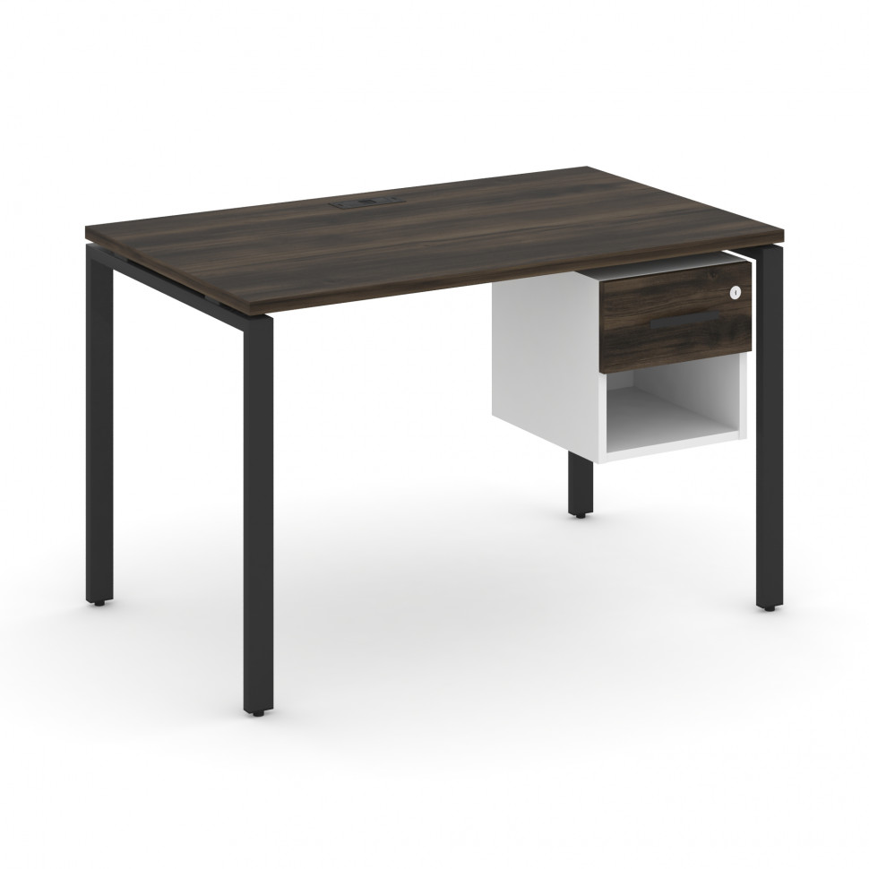 Concept Стол рабочий с подвесной тумбой 1 открытой нишей и одним ящ. CN.SP-118 B Дуб Мали/Белый Брил Concept Стол рабочий с подвесной тумбой 1 открытой нишей и одним ящ. CN.SP-118 B Дуб Мали/Белый Брил