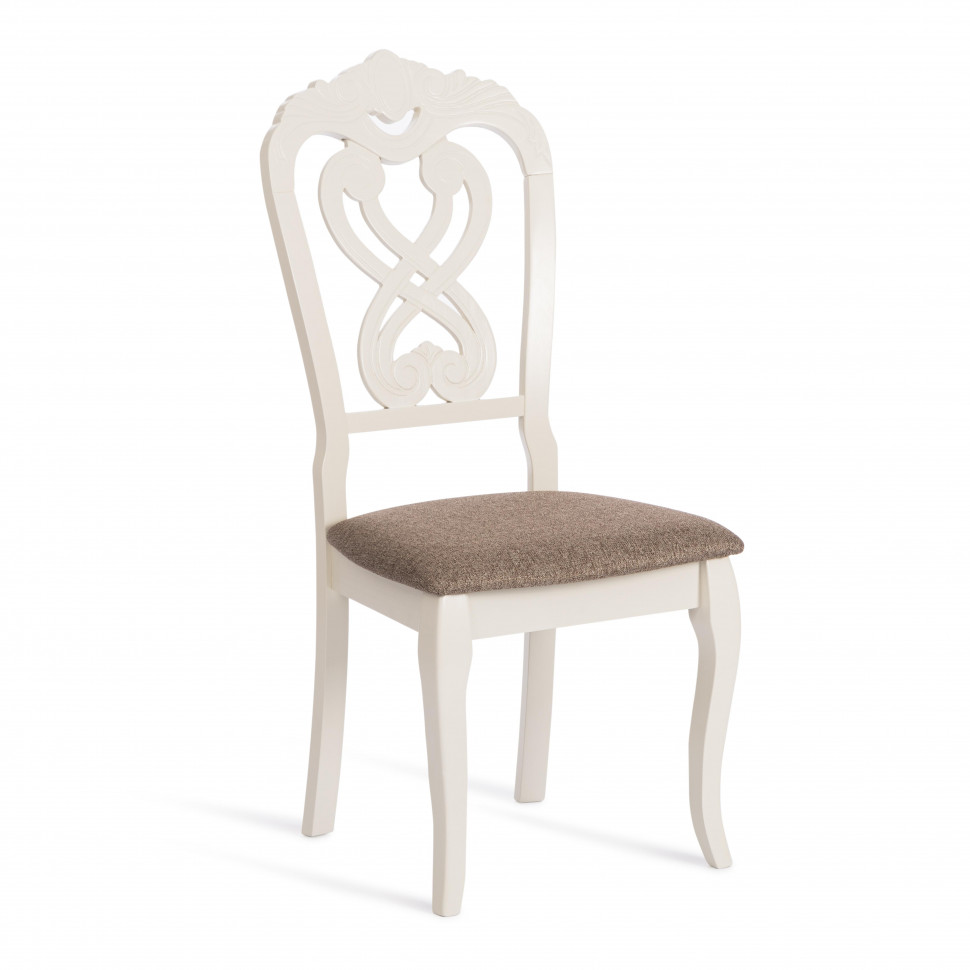 Стул -Андромеда/ Andromeda дерево гевея, 47х55,5х107 см, Ivory white, ткань коричневая S168-7