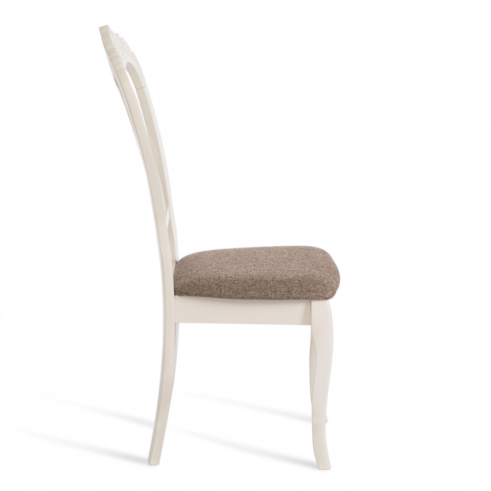 Стул -Андромеда/ Andromeda дерево гевея, 47х55,5х107 см, Ivory white, ткань коричневая S168-7