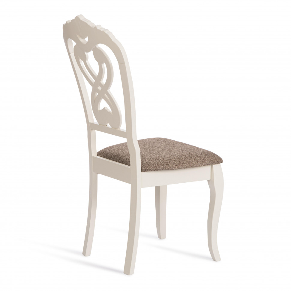 Стул -Андромеда/ Andromeda дерево гевея, 47х55,5х107 см, Ivory white, ткань коричневая S168-7