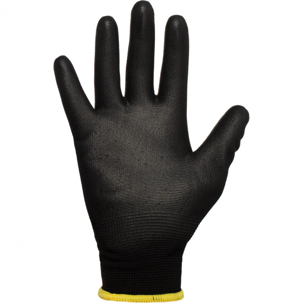 Перчатки защитные TOPFORT нейлоновые с п/у покрытием черные р. 7 (S)