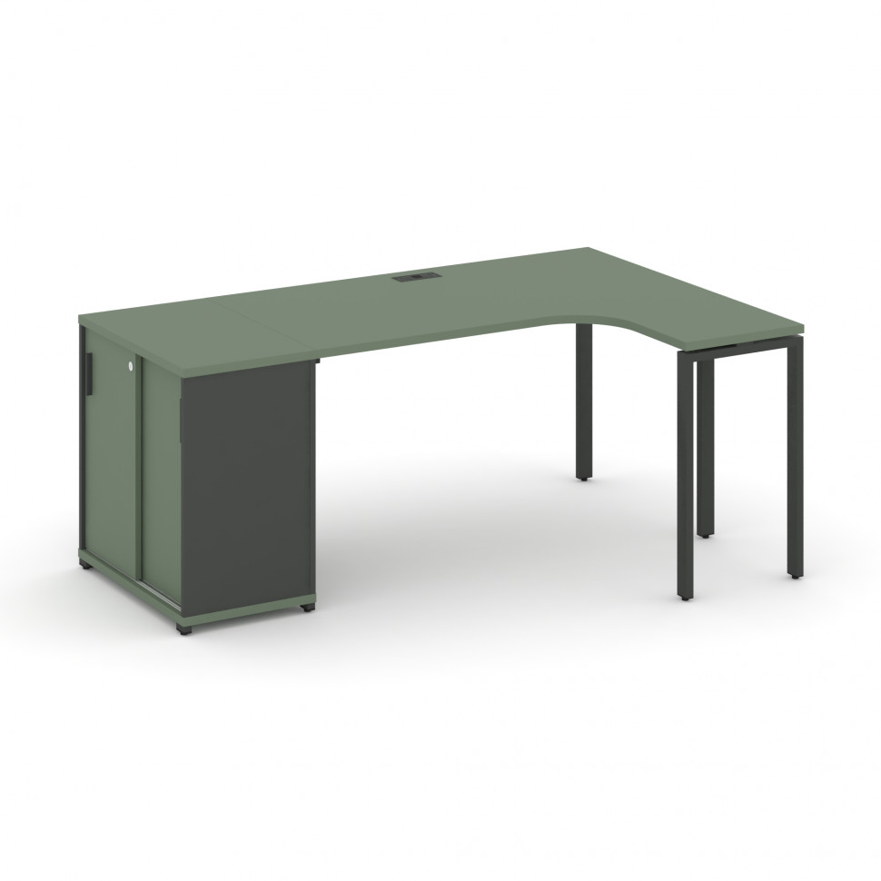 Concept Стол эргономичный с опорным шкафом-купе  CN.SA-218(R) A Кобо/Антрацит/Металл Антрацит 2000*1