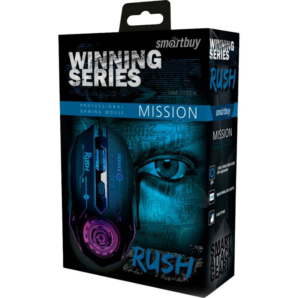 Мышь компьютерная Smartbuy RUSH Mission проводная черная (SBM-727G-K)/40