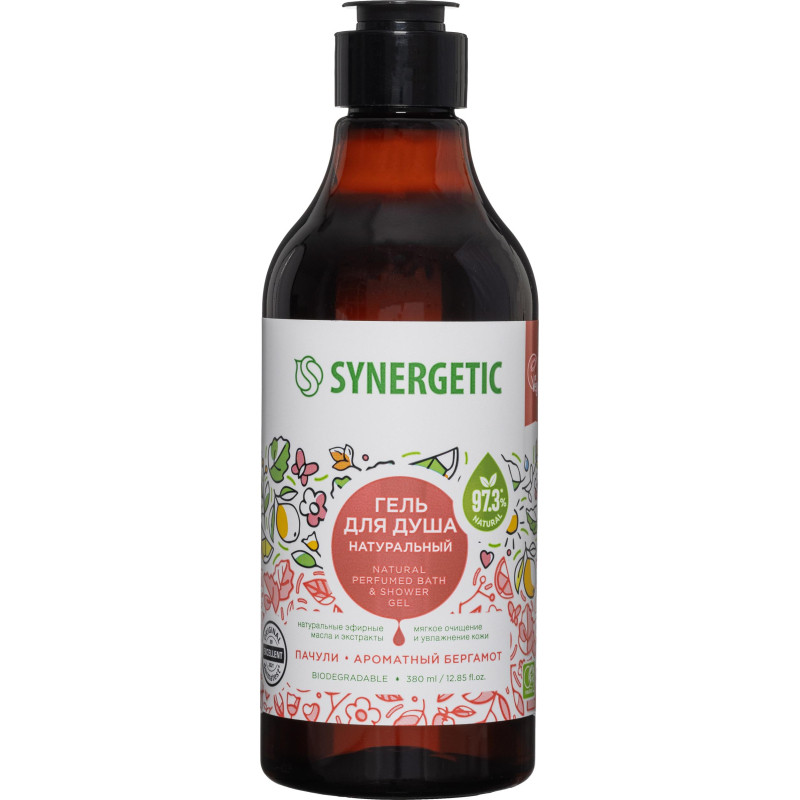 Гель для душа Synergetic Пачули и ароматный бергамот, 380мл