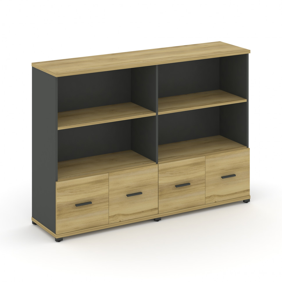 Concept Шкаф 2 широкие секции, 3 ниши CN.STS-321 A Дуб Винченцо/Антрацит/Металл Антрацит 1668*420*11