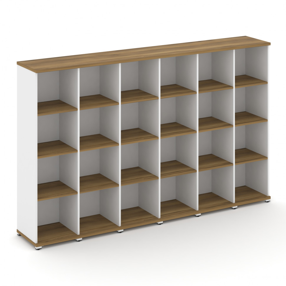 Concept Стеллаж 6 узких секций, 4 ниши CN.STU-460 Сандал Янтарный/Белый Бриллиант/Металл Белый 2500*