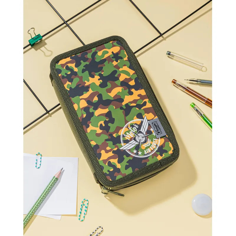 Пенал Комус Класс Military 2 отд., ламинат, софт тач, 190x110 мм, ПКК 11-6