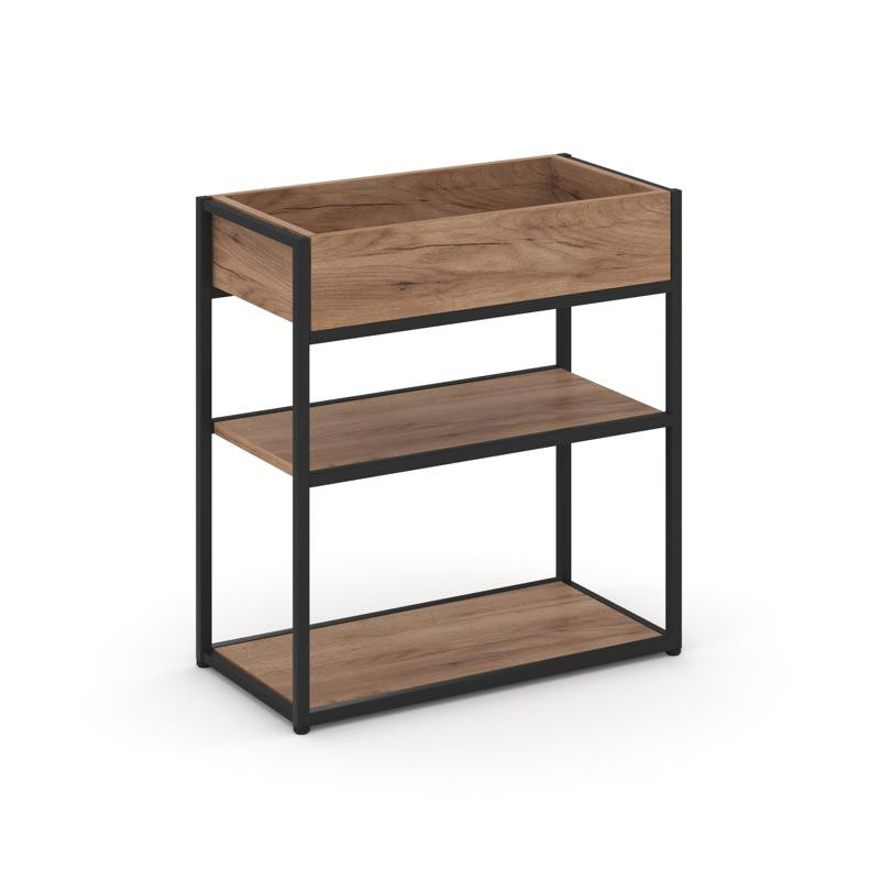 Rift Стеллаж металлический низкий приставной  RF.STM-011 Дуб Табак/Металл Черный 596*350*750