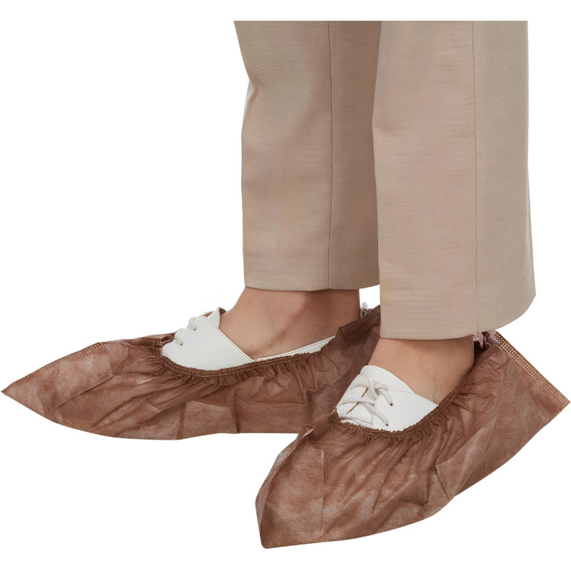 Бахилы одноразовые ламинир. бело-коричн.,спанбонд,  ЭЛ-ЛАМСТ-КБ 250пар./уп