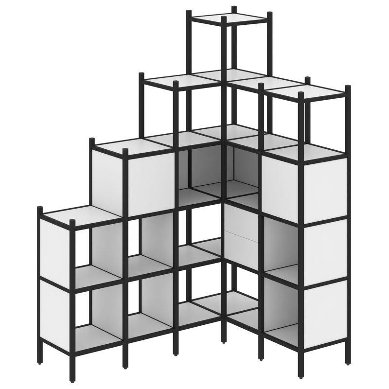 Loft Угловой внутренний стеллаж VR.L-44 Белый Бриллиант/Металл Черный 1694*1278*2280