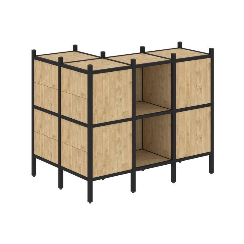 Loft Угловой внешний стеллаж наборный VR.L-51 Тиквуд Светлый/Металл Черный 862*1278*1047 Loft Угловой внешний стеллаж наборный VR.L-51 Тиквуд Светлый/Металл Черный 862*1278*1047