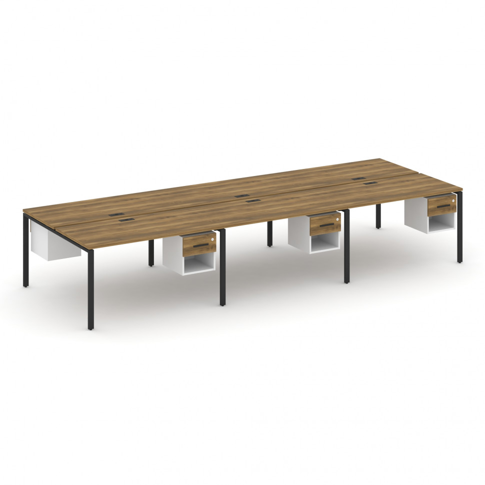 Concept Рабочая станция двухсторонняя с подвес. тумбами на 6 мест CN.DRS-159 B Сандал Янтарный/Белый Concept Рабочая станция двухсторонняя с подвес. тумбами на 6 мест CN.DRS-159 B Сандал Янтарный/Белый