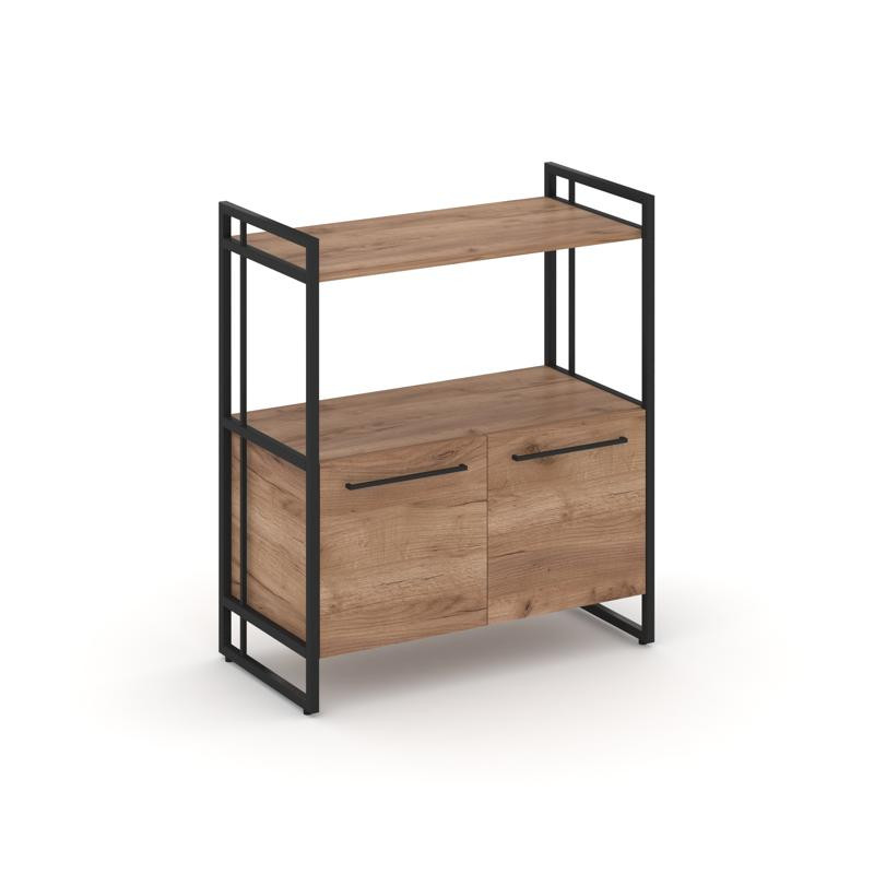 Rift Шкаф 2 ниши широкий RF.SS-22 Дуб Табак/Металл Черный/Черный Ручки 798*396*924