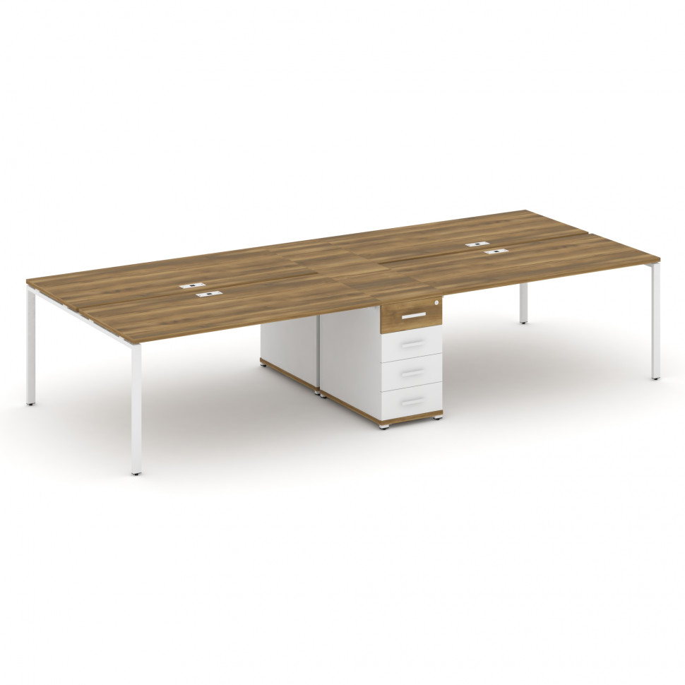 Concept Рабочая станция 4 места с 1 опорной тумбой CN.DRS-420 W Сандал Янтарный/Белый Бриллиант/Мета Concept Рабочая станция 4 места с 1 опорной тумбой CN.DRS-420 W Сандал Янтарный/Белый Бриллиант/Мета