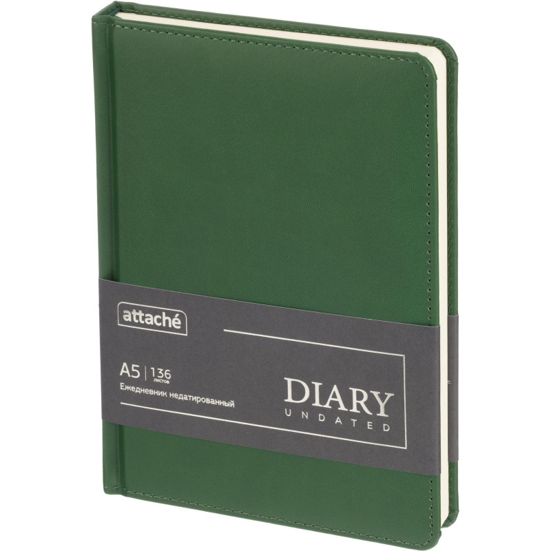 Ежедневник недатированный ATTACHE Classic А5,140х200мм,136л, темно-зеленый