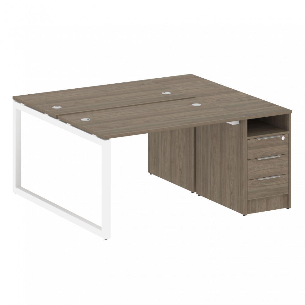 Metal System Quattro Рабочая станция с тумбой на О-образном м/к 50БО.РС-СТП-2.2 Вяз Благородный/Мета Metal System Quattro Рабочая станция с тумбой на О-образном м/к 50БО.РС-СТП-2.2 Вяз Благородный/Мета