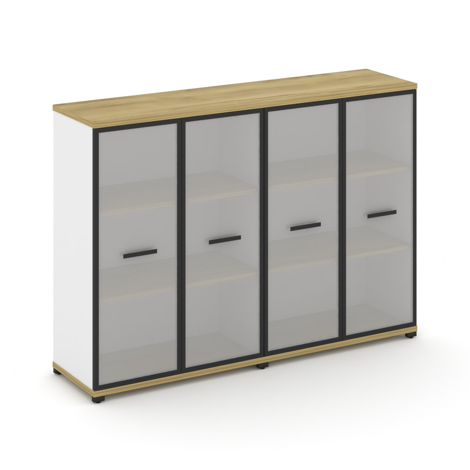 Concept Шкаф 2 широкие секции, 3 ниши CN.STS-326 RMB B Дуб Винченцо/Белый Бриллиант/Металл Черный/Са