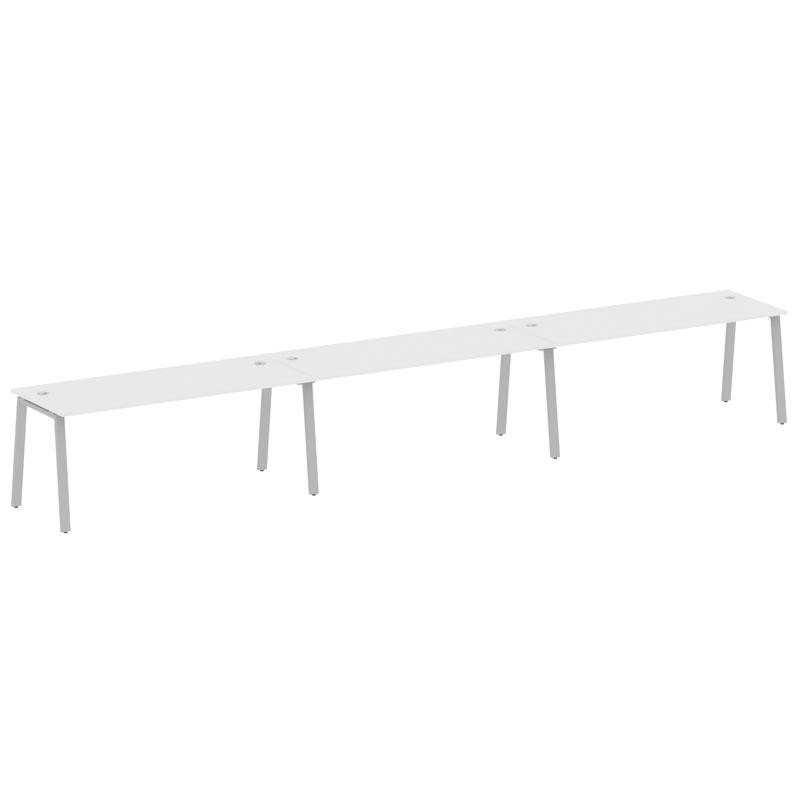 Metal System Рабочая станция на 3 места на А-образном м/к БА.СМ-3.5 Белый/Металл Серый 5400*720*750