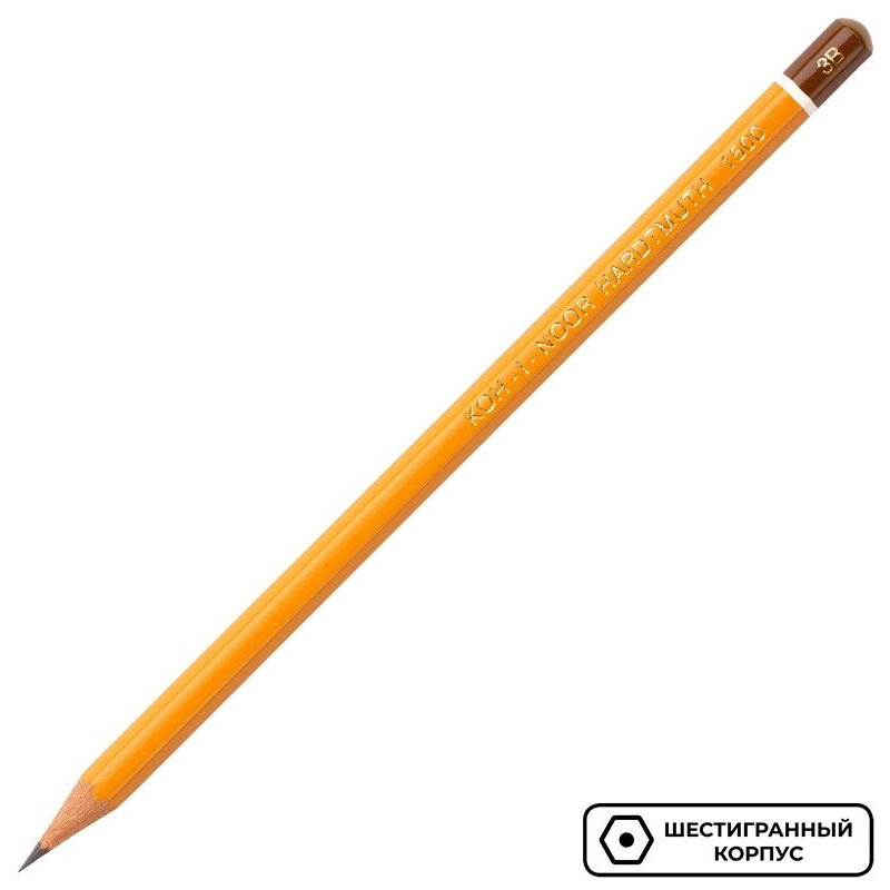 Карандаш чернографитный KOH-I-NOOR 1500/3B б/ласт, Чехия