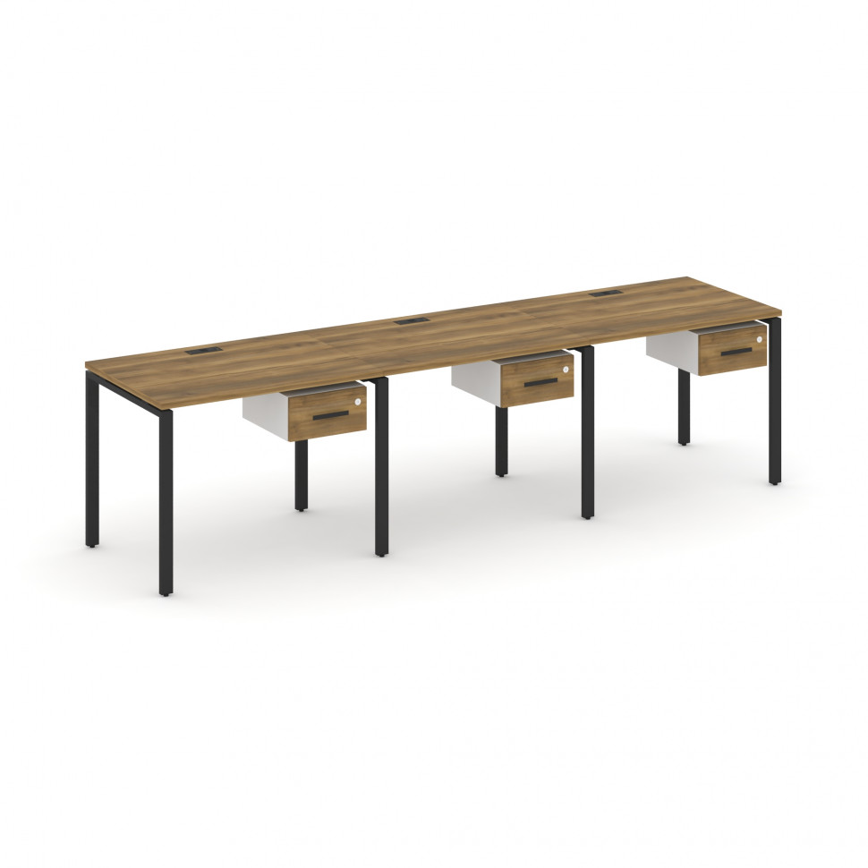 Concept Рабочая станция односторонняя с подвес. тумбами 3 места CN.ORS-129 B Сандал Янтарный/Белый Б