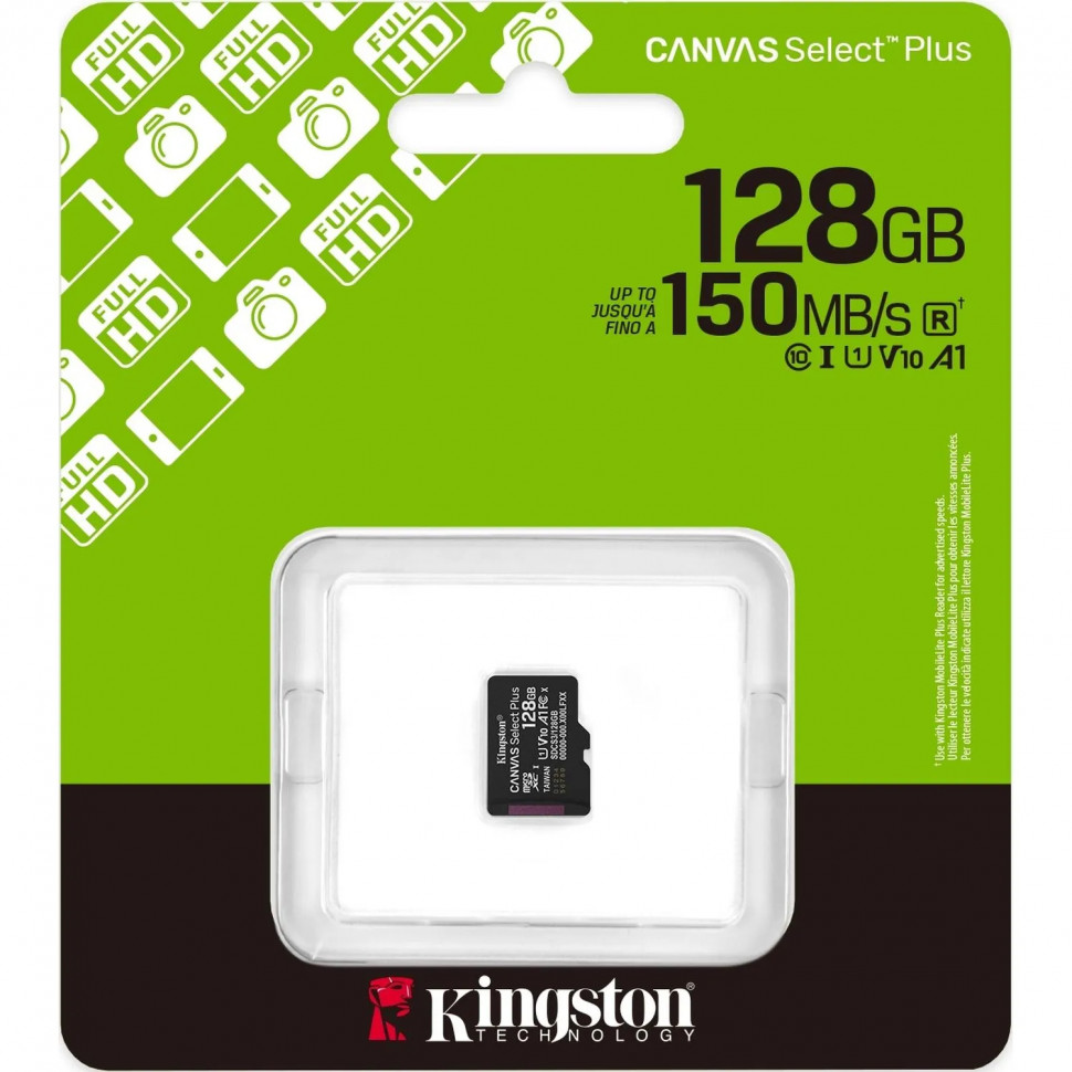 Карта памяти Kingston micro SDXC,128GB,Canvas Select Plus,150MB/s,без адапт Карта памяти Kingston micro SDXC,128GB,Canvas Select Plus,150MB/s,без адапт