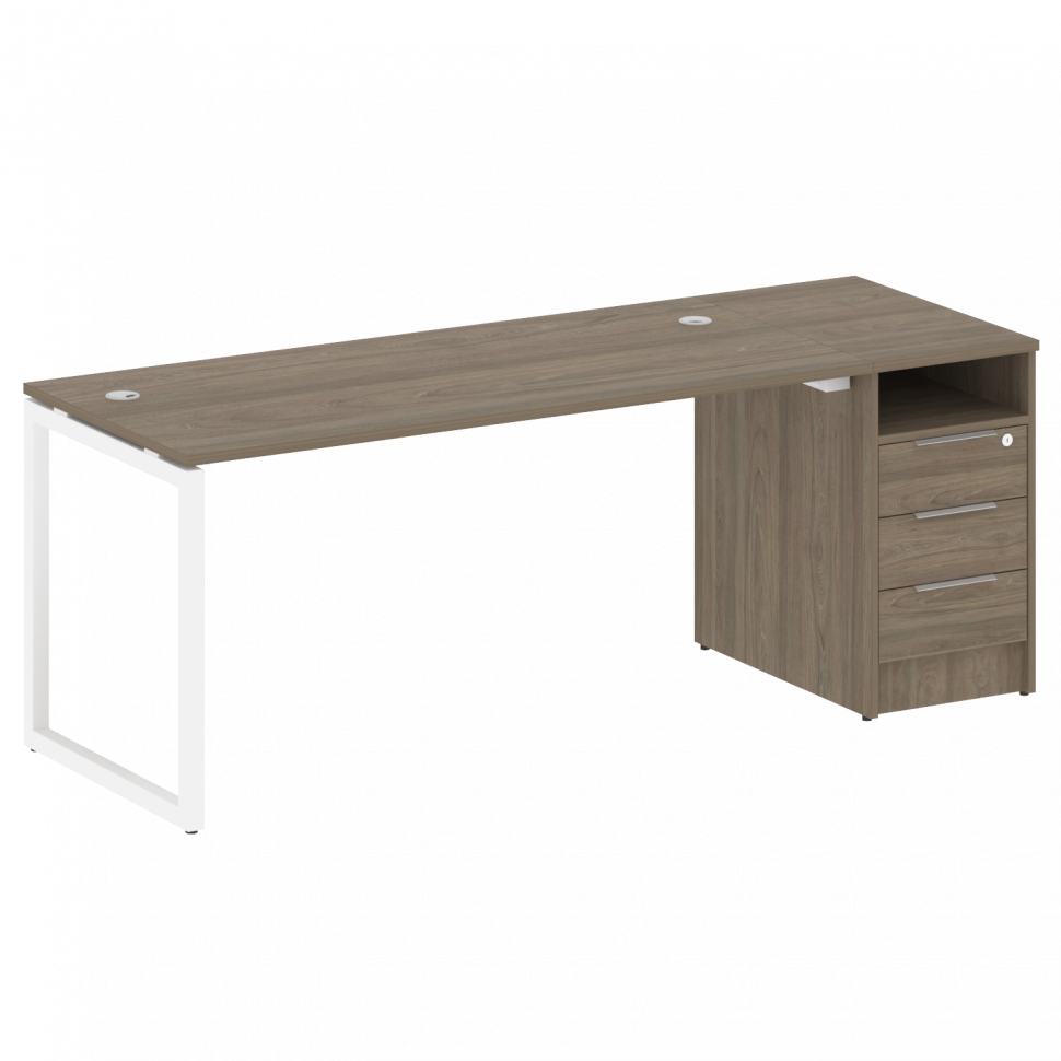 Metal System Quattro Рабочая станция с тумбой на О-образном м/к 40БО.РС-СТП-1.4 Вяз Благородный/Мета Metal System Quattro Рабочая станция с тумбой на О-образном м/к 40БО.РС-СТП-1.4 Вяз Благородный/Мета