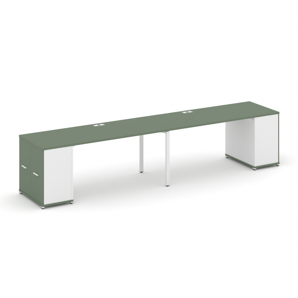 Concept Рабочая станция с опорными распаш. шкафами CN.ORS-217 W Кобо/Белый Бриллиант/Металл Белый 28