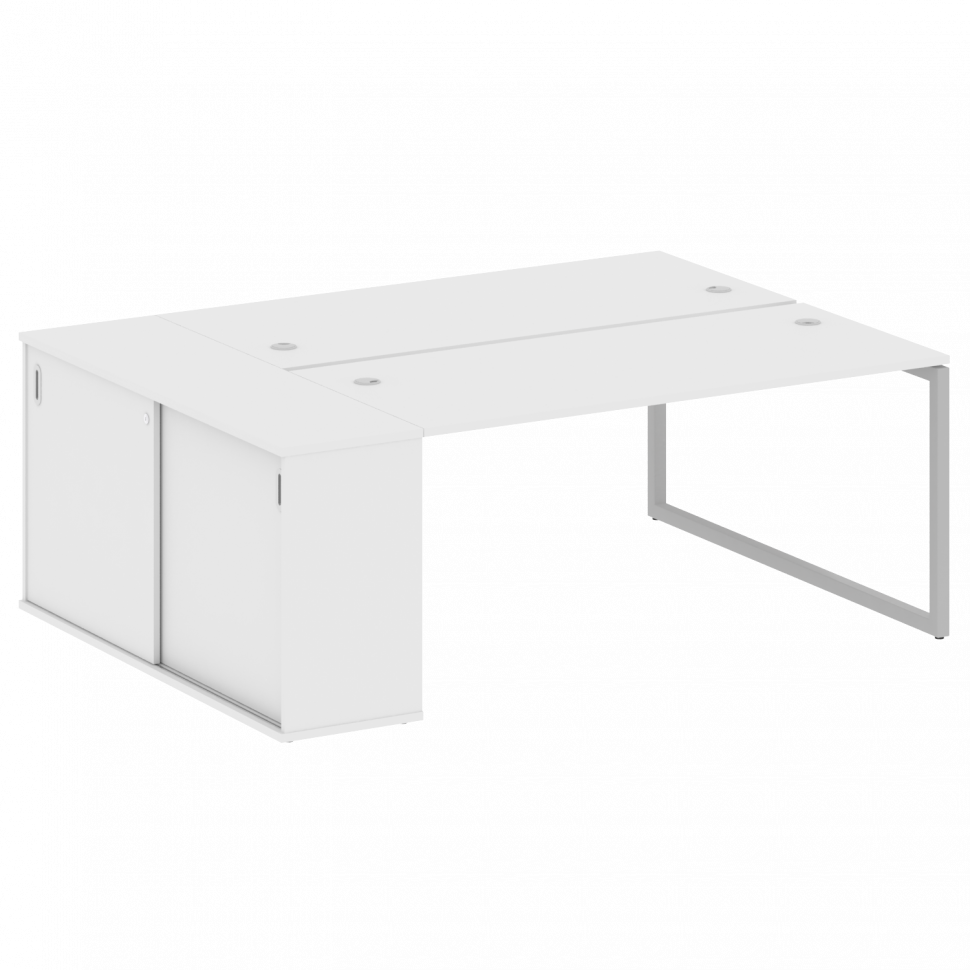 Metal System Quattro Рабочая станция с шкафом-купе на О-образном м/к 40БО.РС-СШК-1.4 Т Белый/Металл