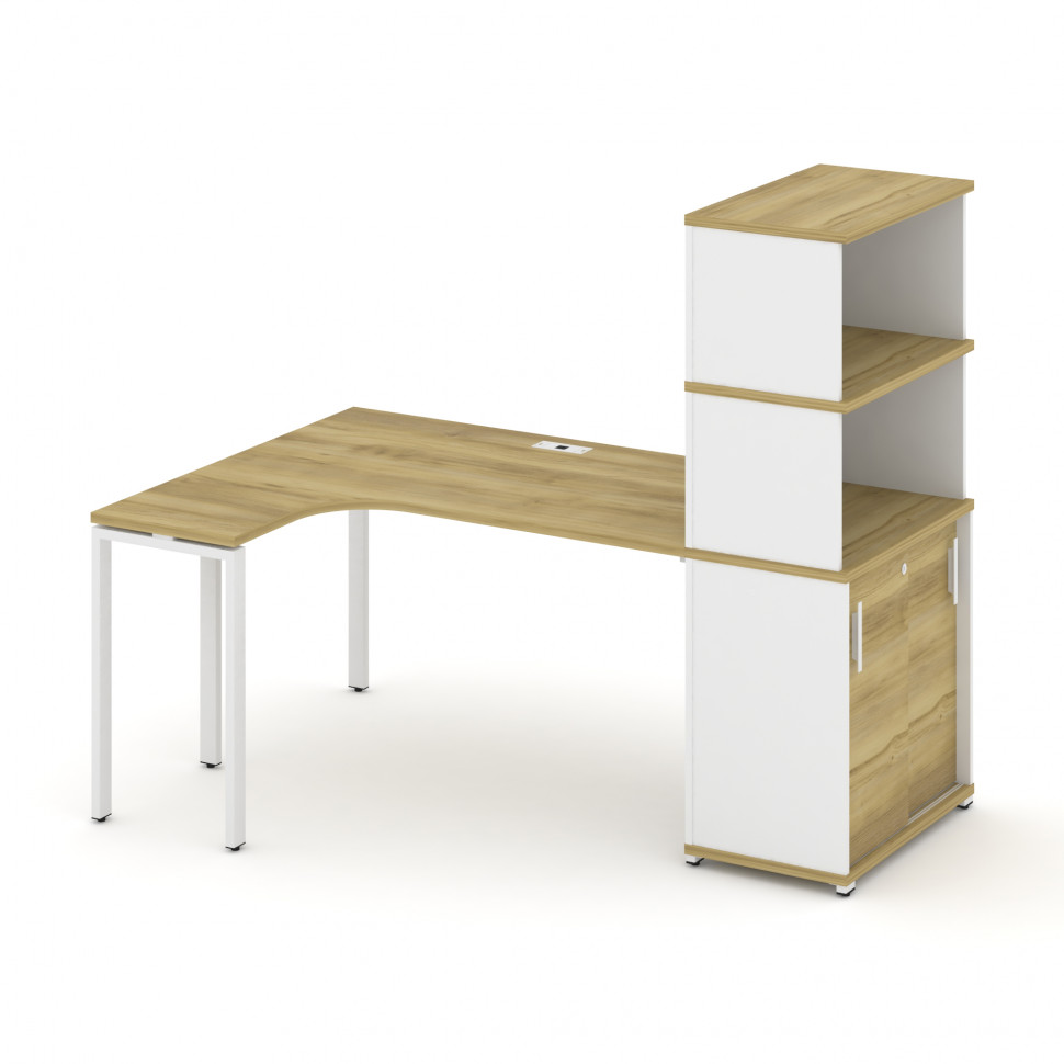 Concept Стол эргономичный с опорным шкафом-купе с надставкой выс.  CN.SA-221(L) W Дуб Винченцо/Белый