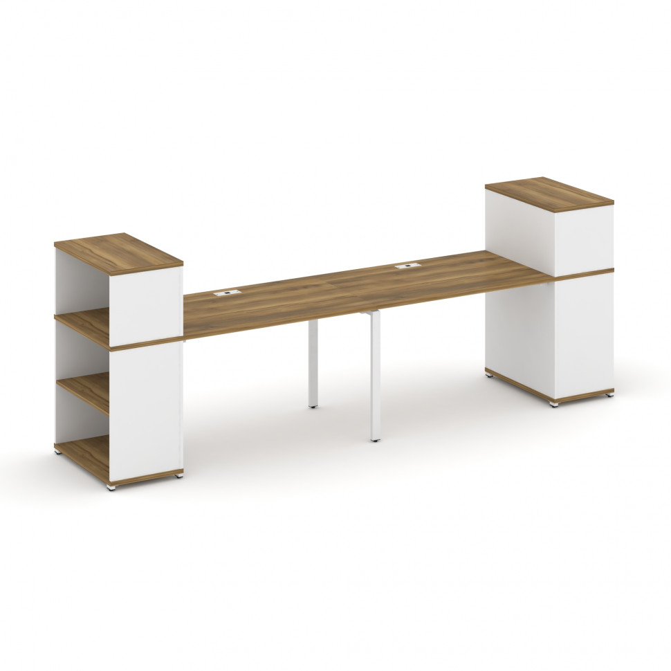 Concept Рабочая станция с опорными стеллажами с надставкой низ. CN.ORS-210 Сандал Янтарный/Белый Бри
