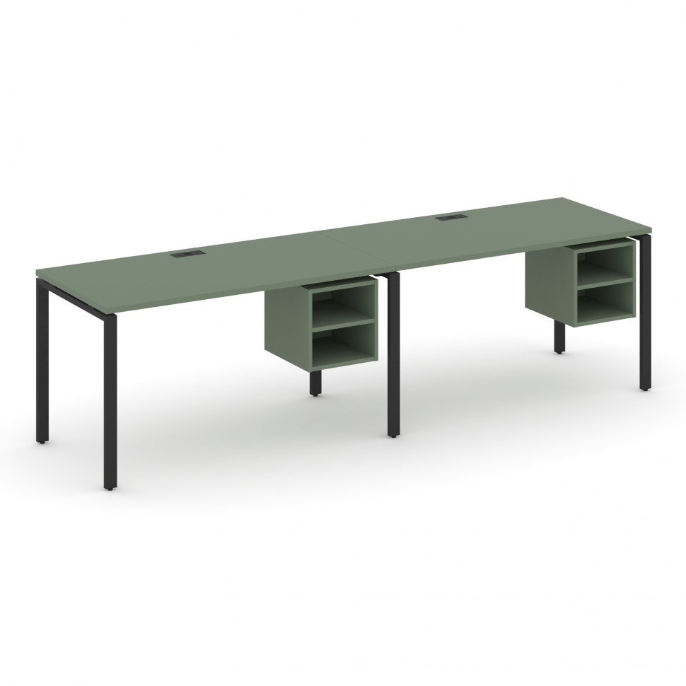 Concept Рабочая станция односторонняя с подвес. тумбами 2 места CN.ORS-107 Кобо/Металл Черный 2760*7