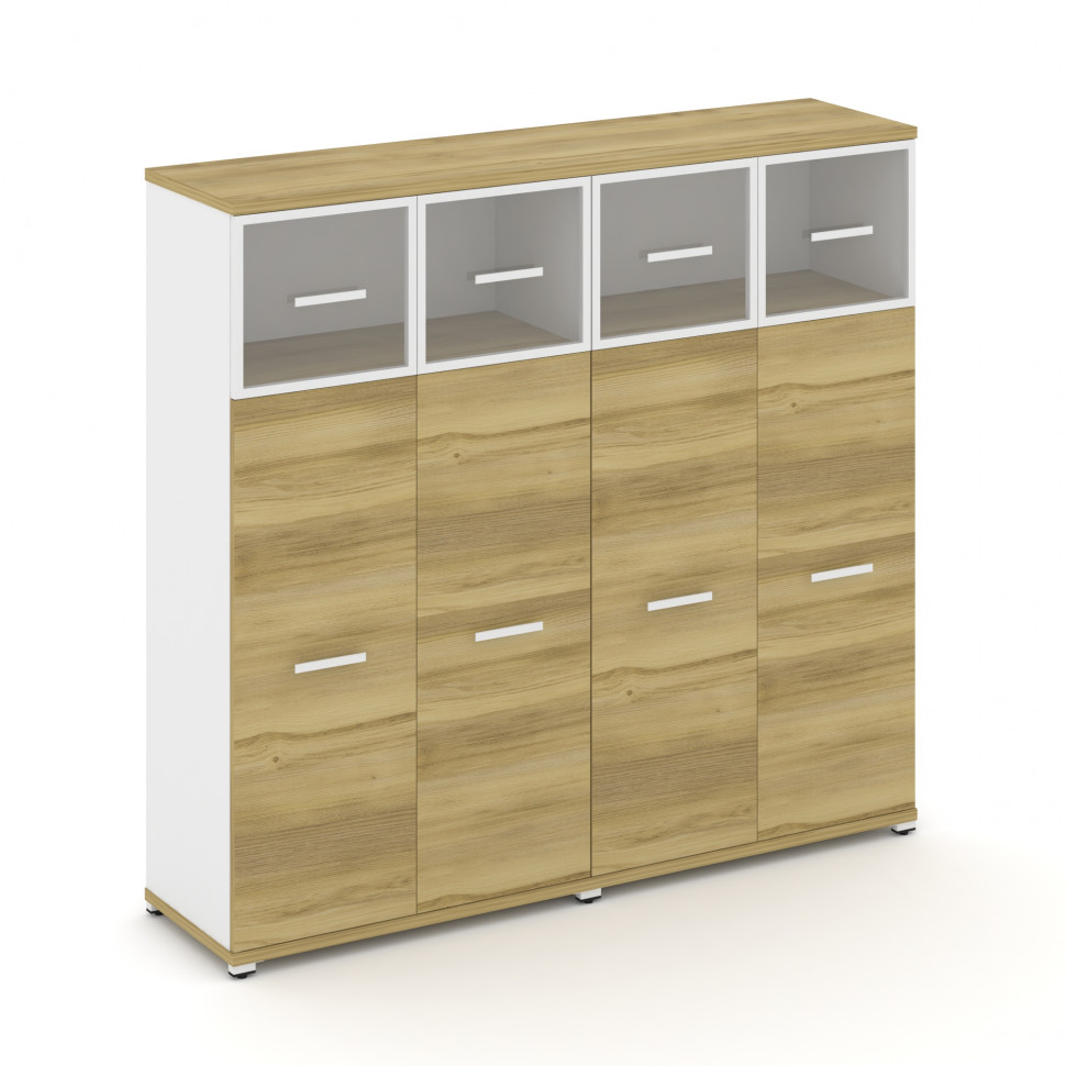 Concept Шкаф 2 широкие секции, 4 ниши CN.STS-424 RPW W Дуб Винченцо/Белый Бриллиант/Металл Белый/Про