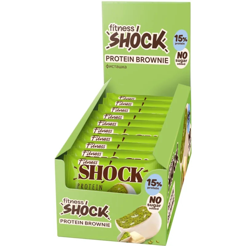 Печенье FitnessSHOCK Брауни белый шоколад и фисташка, 50г