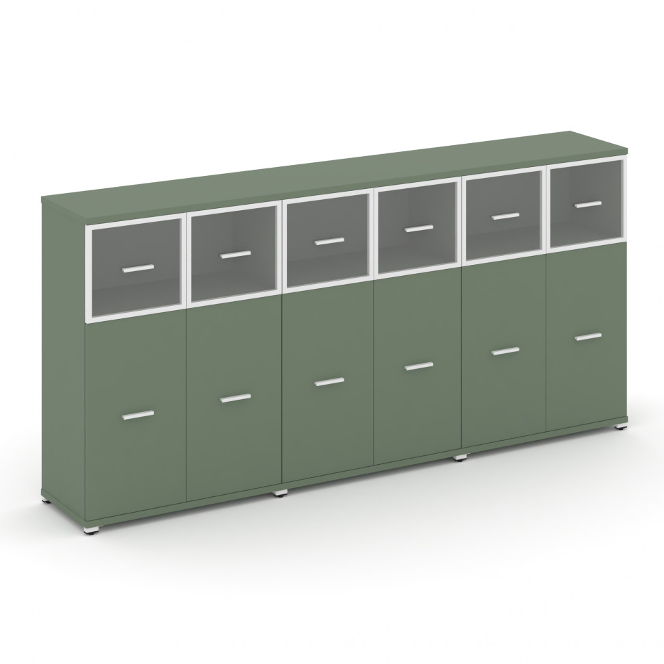 Concept Шкаф 3 широкие секции, 3 ниши CN.STS-334 RPW W Кобо/Металл Белый/Прозрачный 2500*420*1186